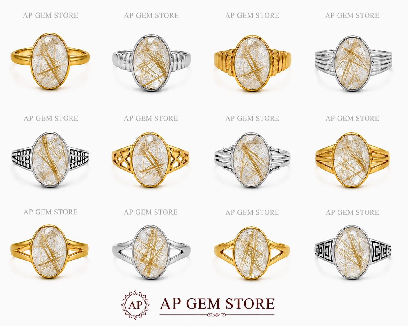 Rutilated Quartz Rings